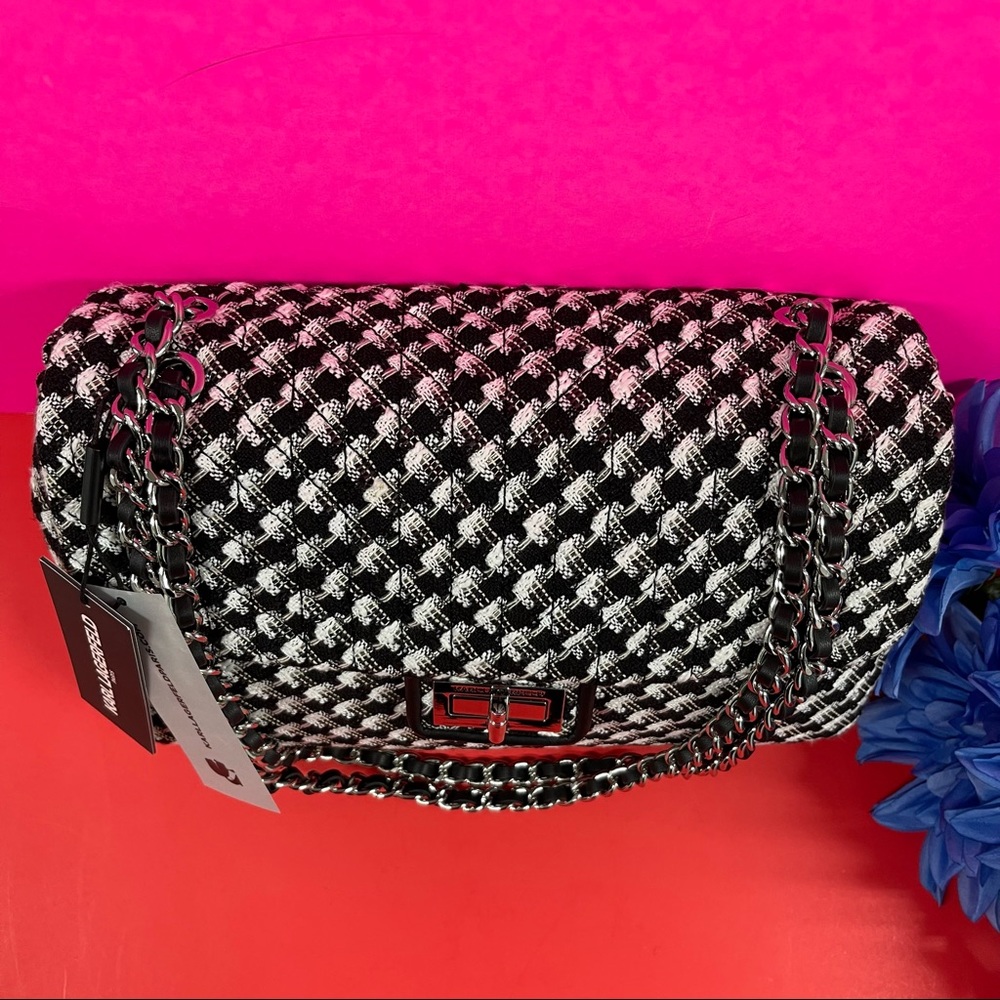 💔SOLD! NWT KARL LAGERFELD DOUBLE FLAP DOUBLE CHAIN 2 WAY BAG - Picture 6 of 16